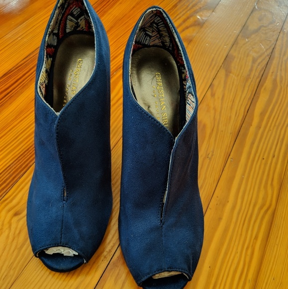 Christian Siriano Shoes - Never worn Christian Siriano Blue Peep Toe Booties